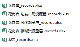 不同岩土类型对应的模拟钻孔表格数据